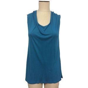 New Shimera Teal Blue Cap Sleeve Keyhole Back Top